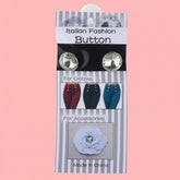Crystal Button(White) displayed on a packaging showcasing its use in fashion accessories and clothes.
